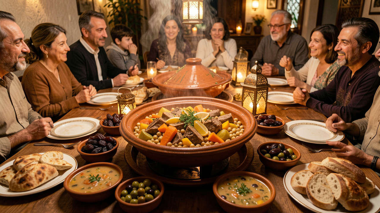 Menu iftar marocain pour 10 personnes : un buffet chaud avec un seul grand plat